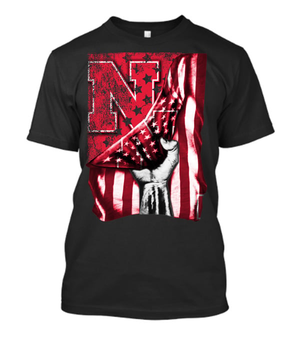 Nebraska Cornhuskers American Flag N Stars Power Symbol T-Shirt