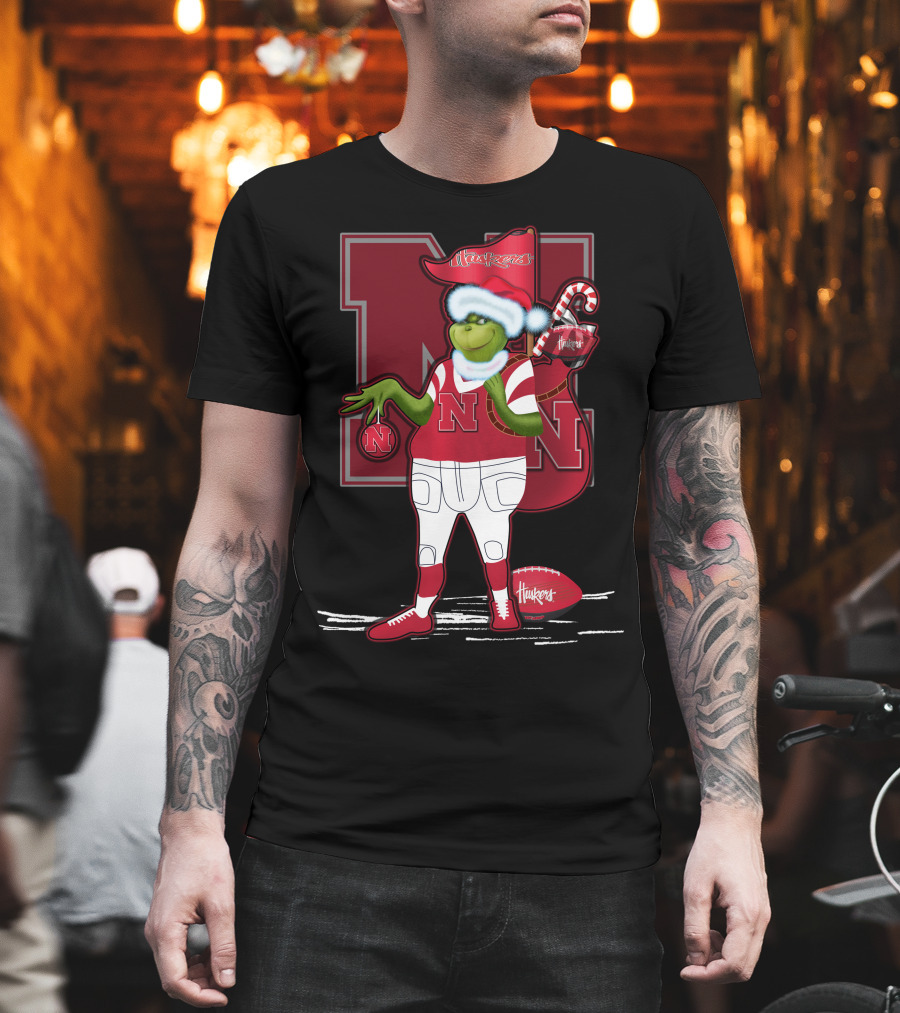 Grinchxmas Nebraska Cornhuskers Festive Football T-Shirt