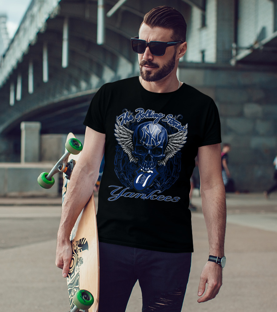 The Rolling Stones Yankees Winged Skull Ny T-Shirt