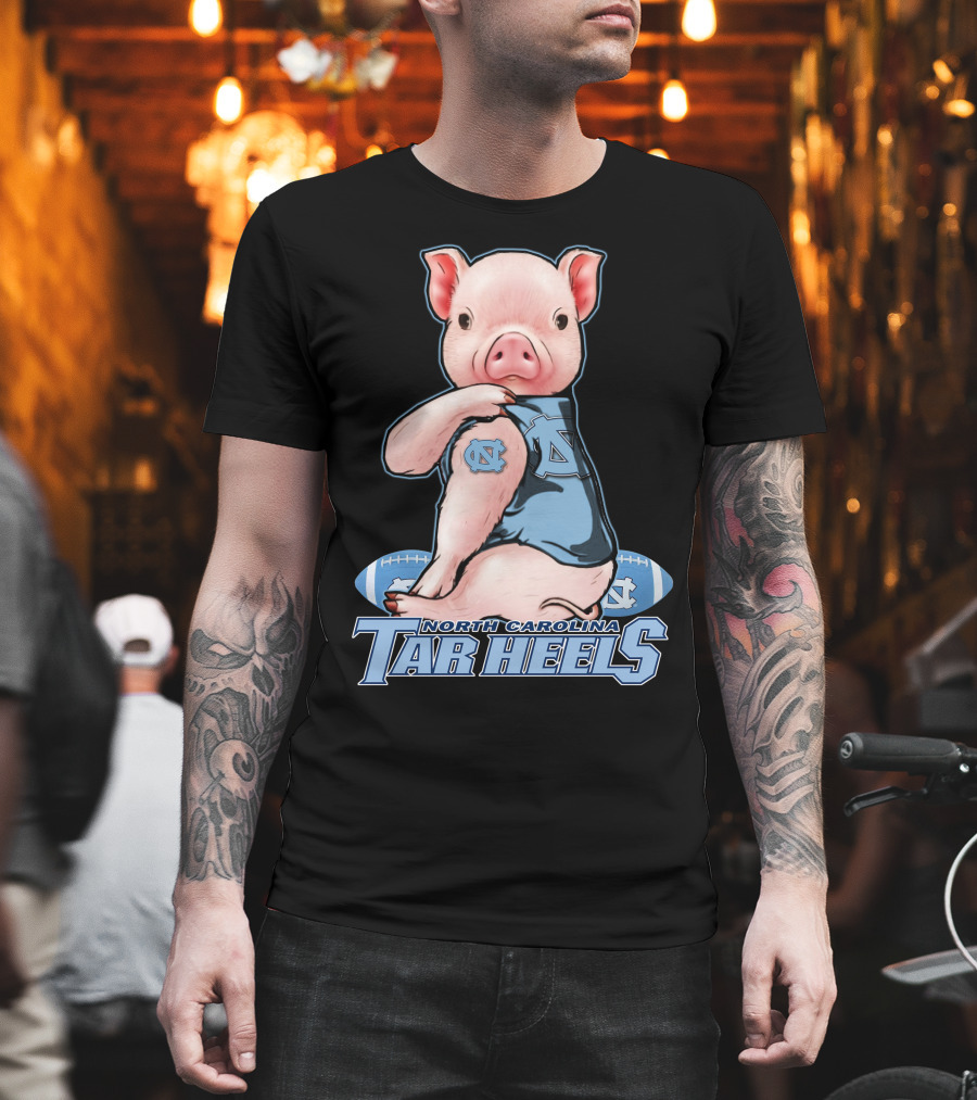 North Carolina Tar Heels Pig With Football And Team T-Shirt