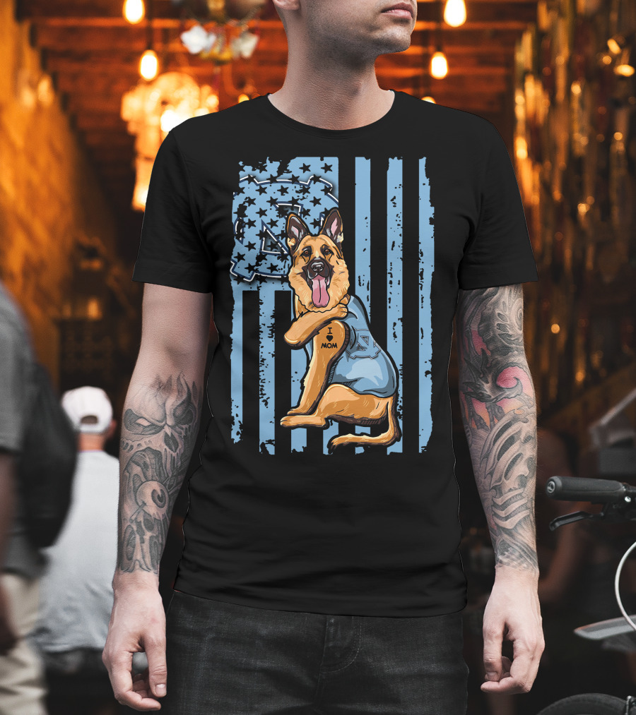 German Shepherd I Love Mom North Carolina Tar Heels T-Shirt
