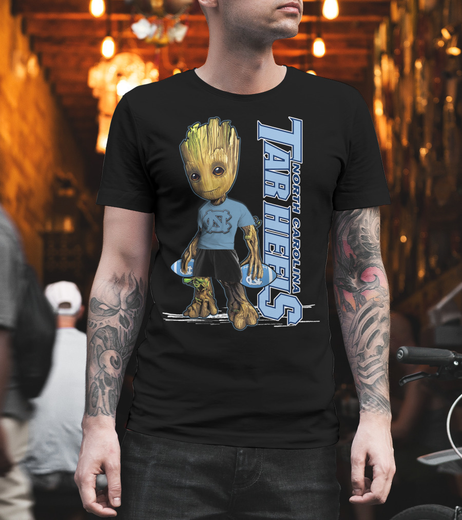 Groot North Carolina Tar Heels Basketball Fan With UNC T-Shirt