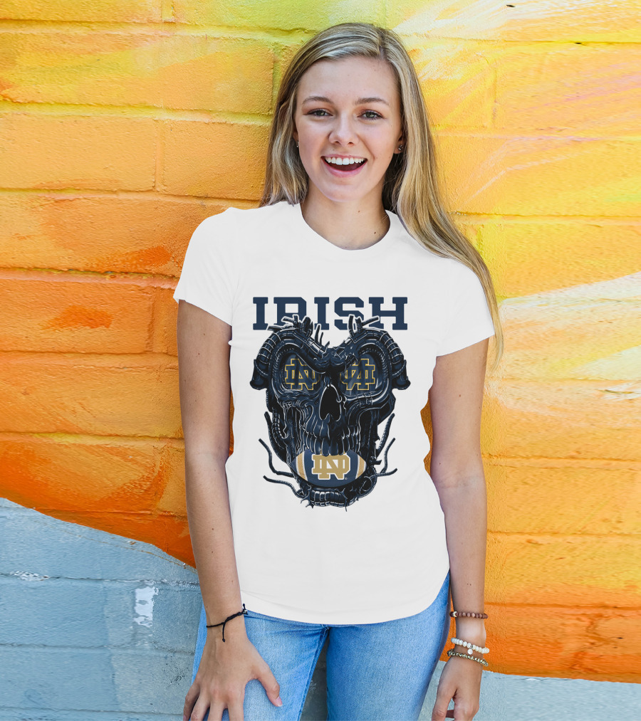 Dragonskull Notre Dame Irish ND Football Skull T-Shirt