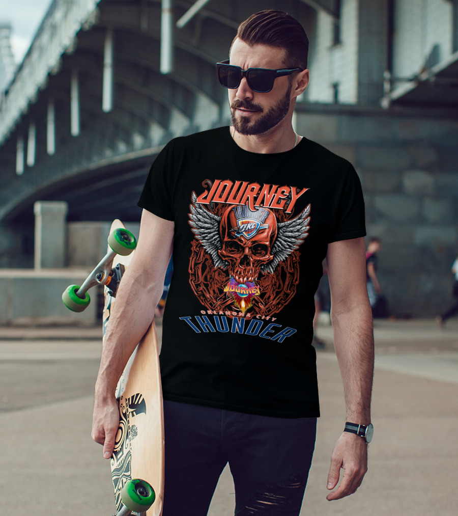 Journey Oklahoma City Thunder Skull Wings T-Shirt