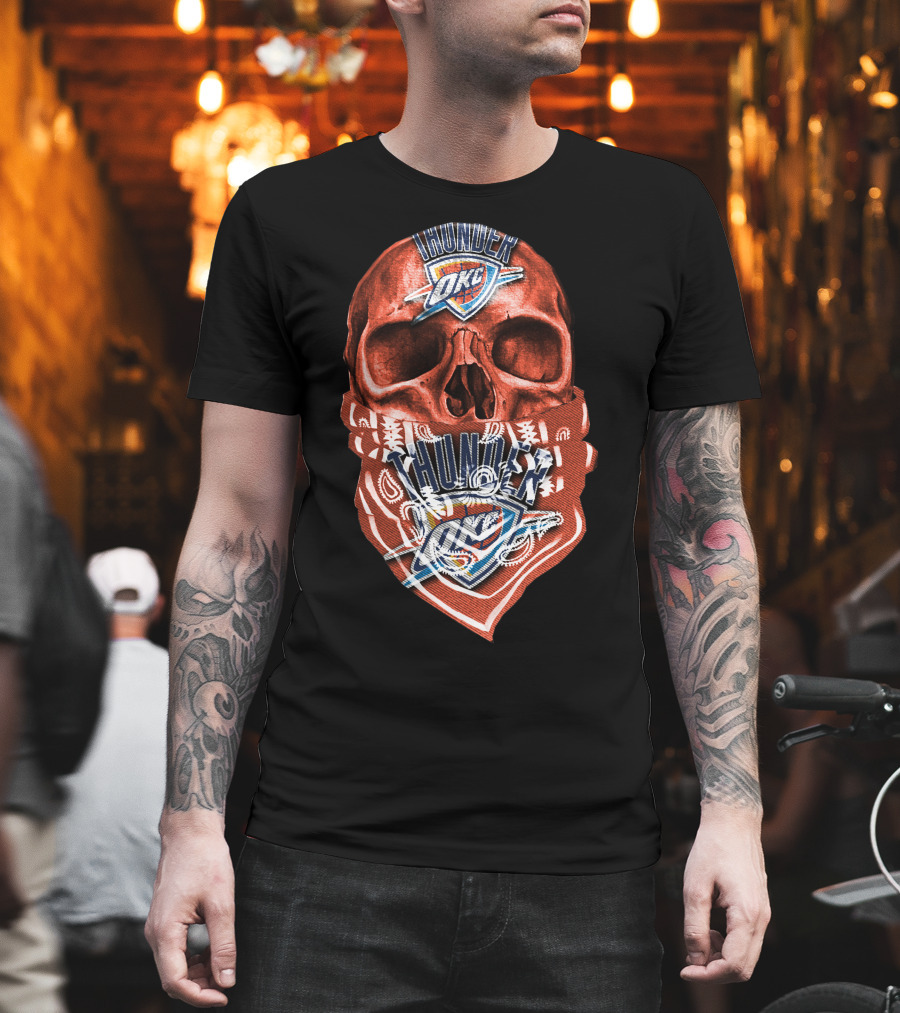 Skull Oklahoma City Thunder Logo Bandana T-Shirt