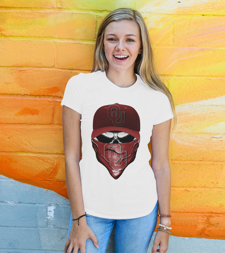 OU Skull Red Cap Bandana Oklahoma Sooners T-Shirt