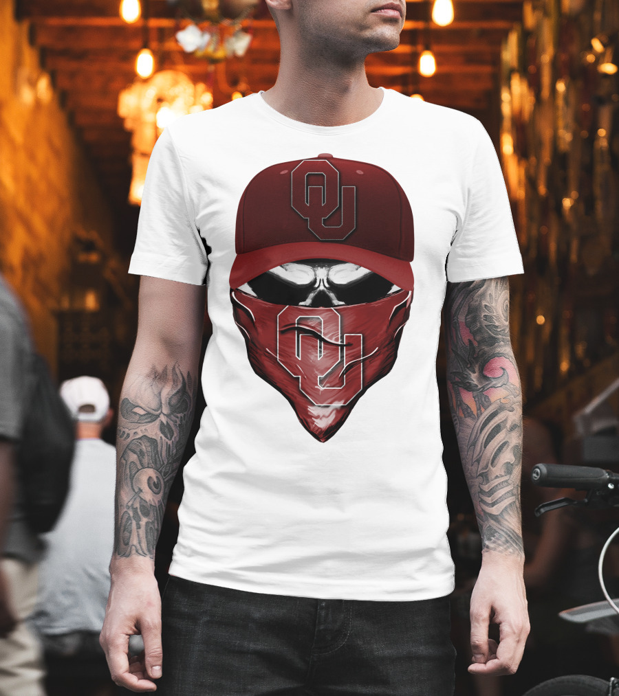OU Skull Red Cap Bandana Oklahoma Sooners T-Shirt