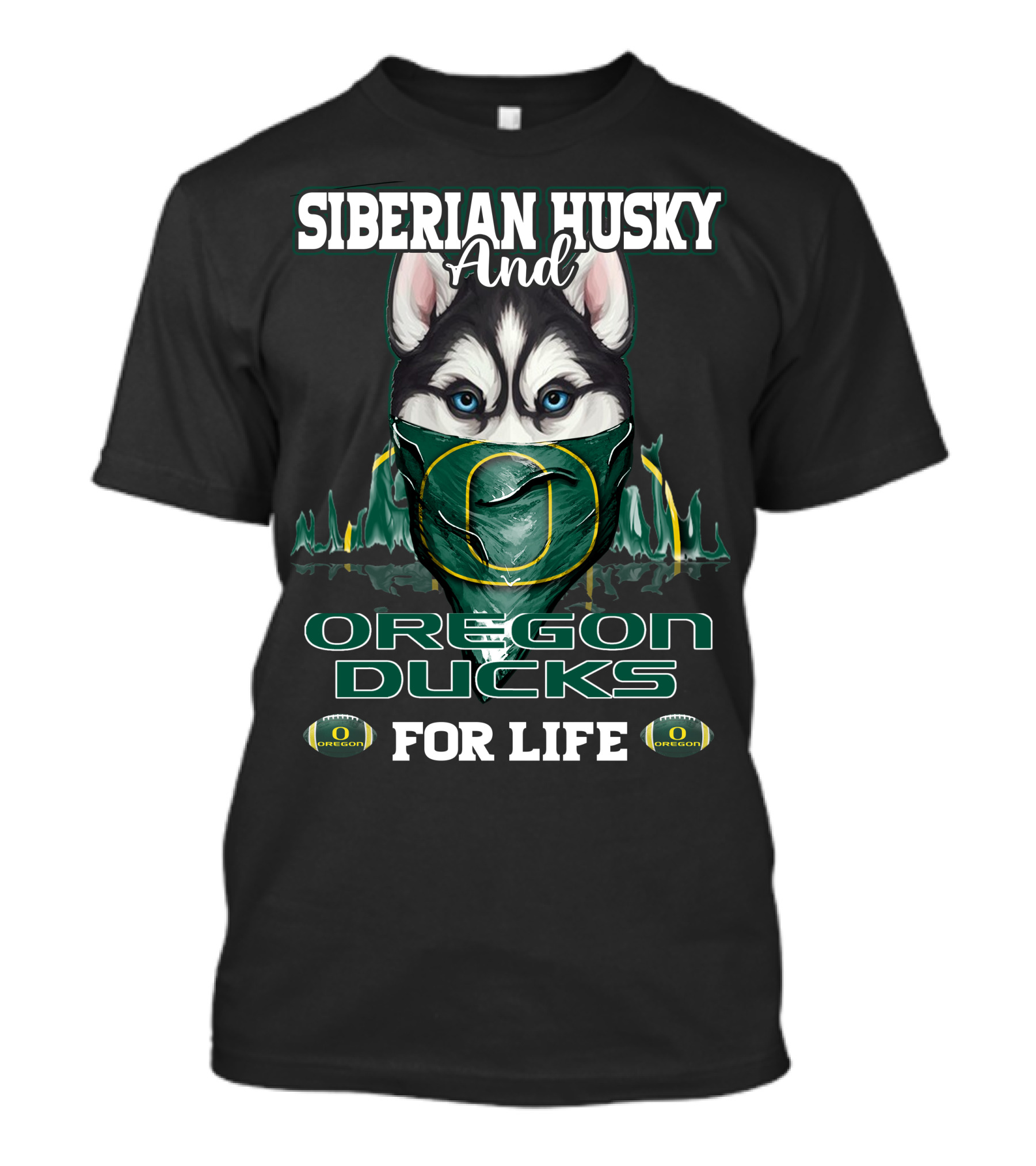 Siberian Husky And Oregon Ducks For Life T-Shirt