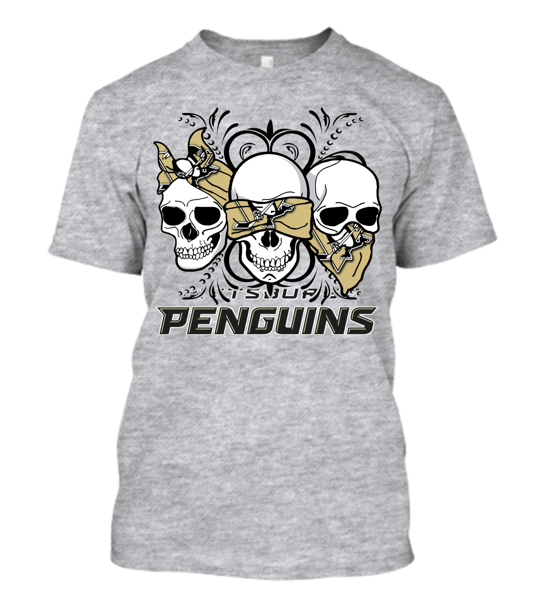 3 Skull Pittsburgh Penguins TSUF T-Shirt