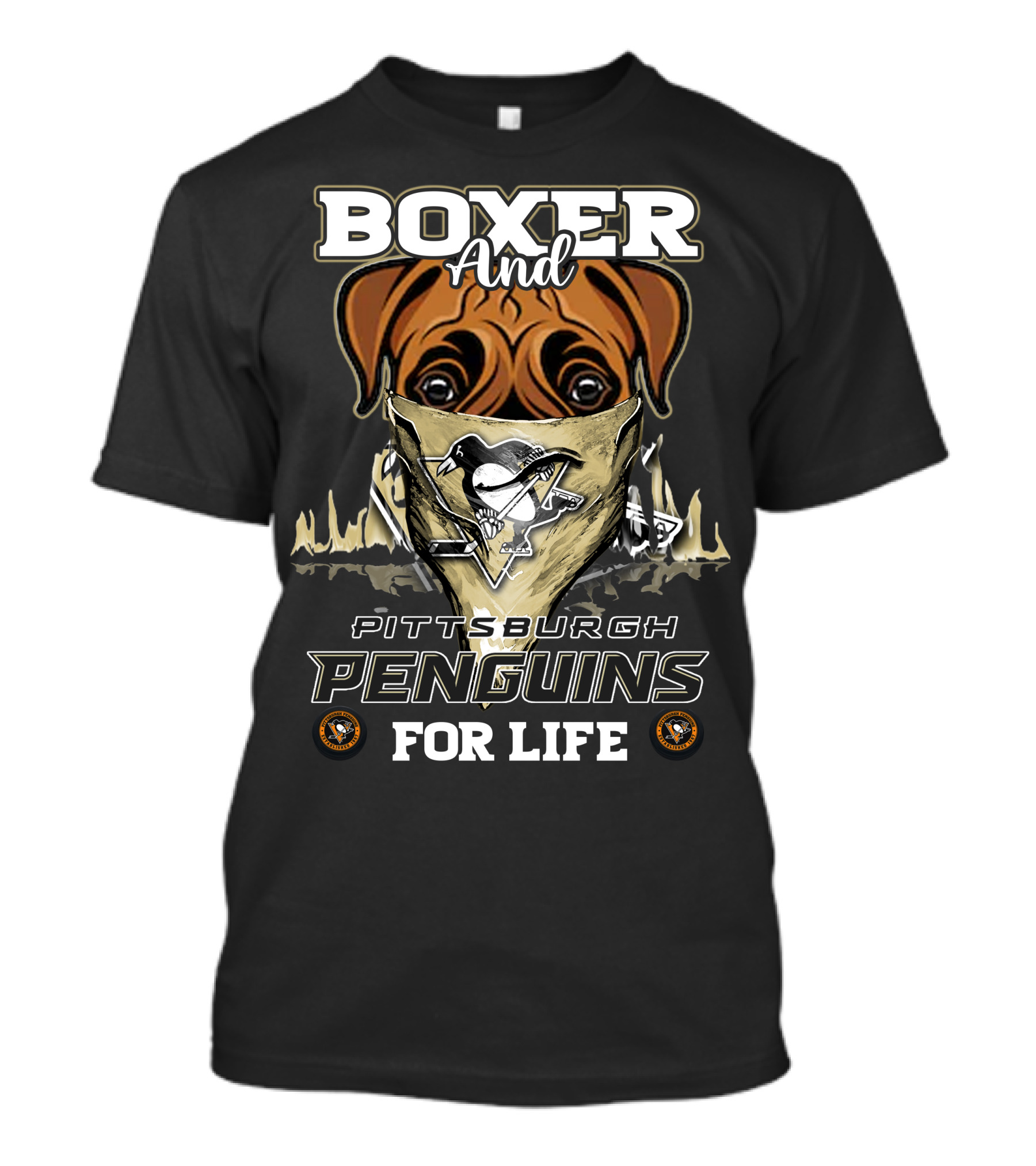 Boxer And Pittsburgh Penguins For Life T-Shirt