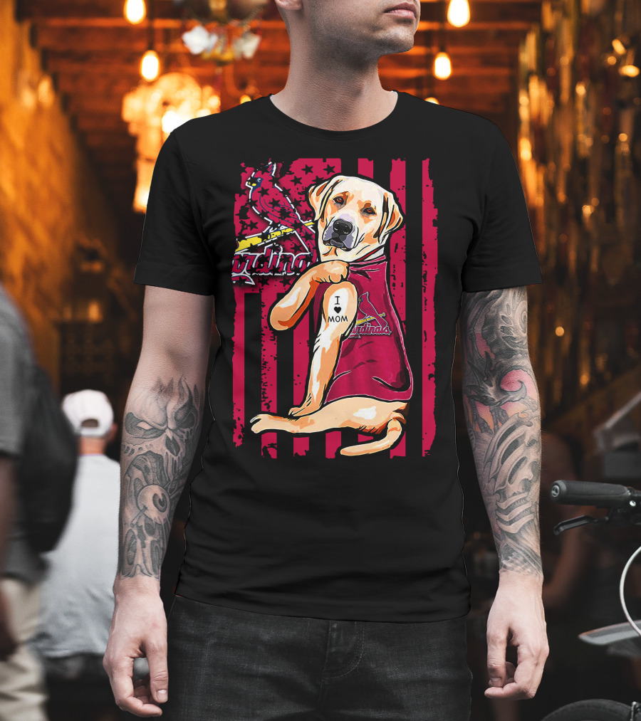 Labrador Retriever I Love Mom St. Louis Cardinals T-Shirt
