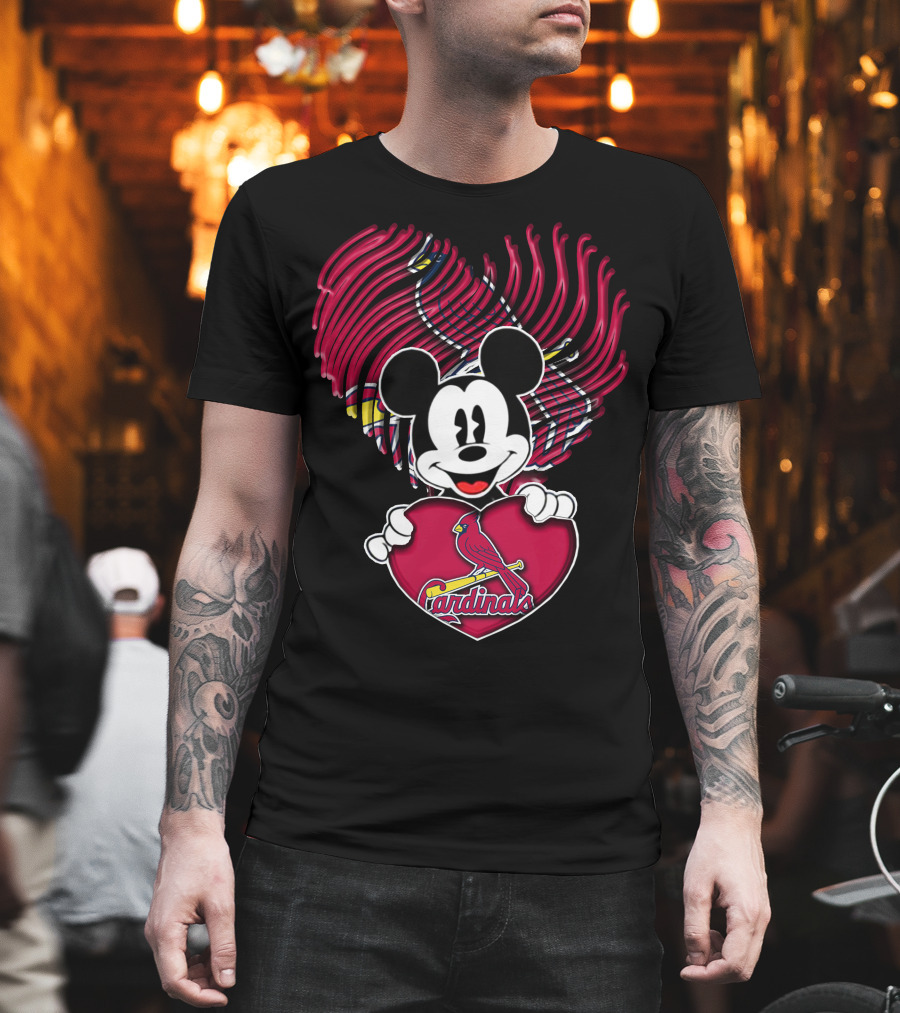 Mickey Mouse St. Louis Cardinals Heart T-Shirt