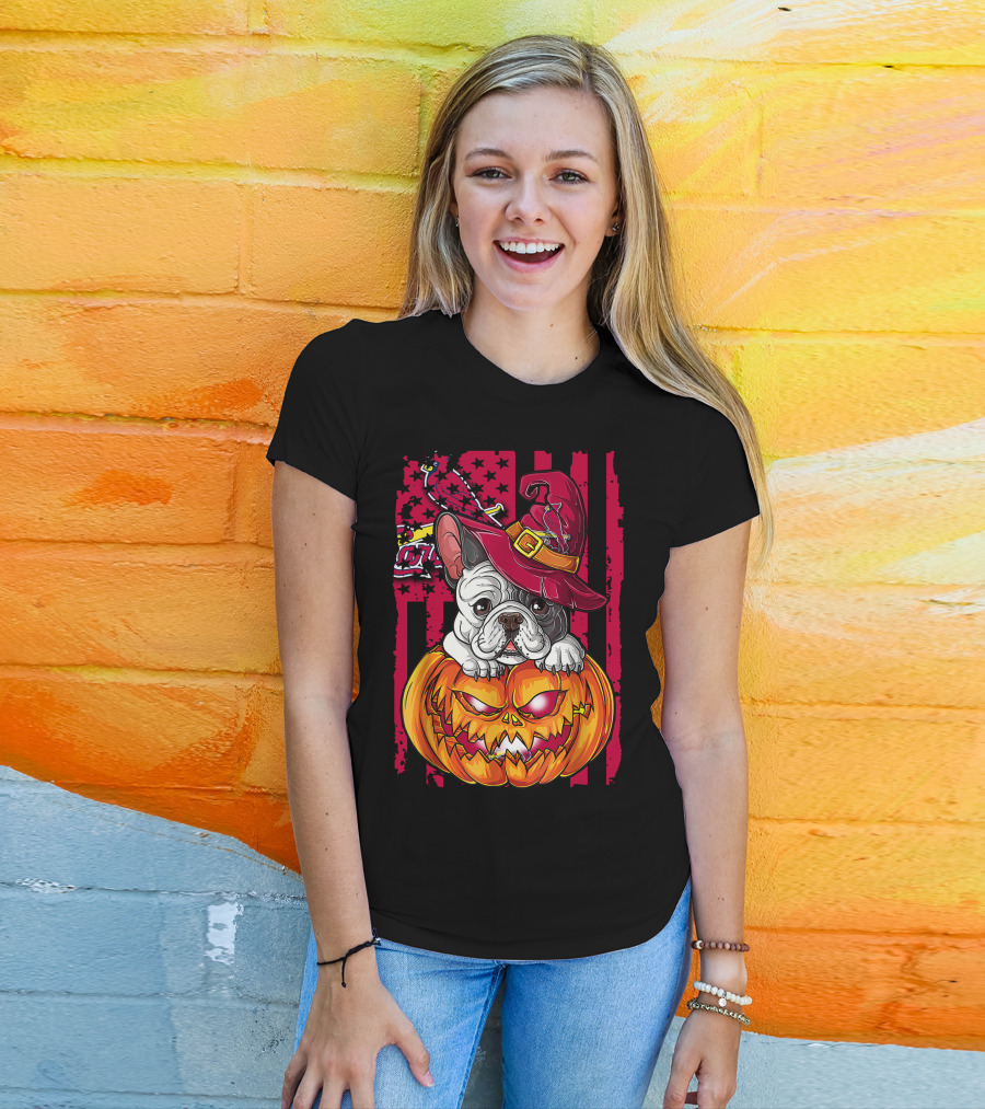 Hlw Bulldog Pumpkin Witch Hat St. Louis Cardinals Halloween T-Shirt