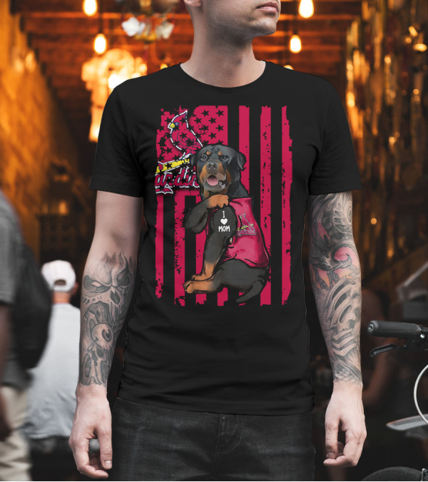 Rottweiler I Love Mom St. Louis Cardinals T-Shirt Rottweiler I Love Mom St. Louis Cardinals T-Shirt