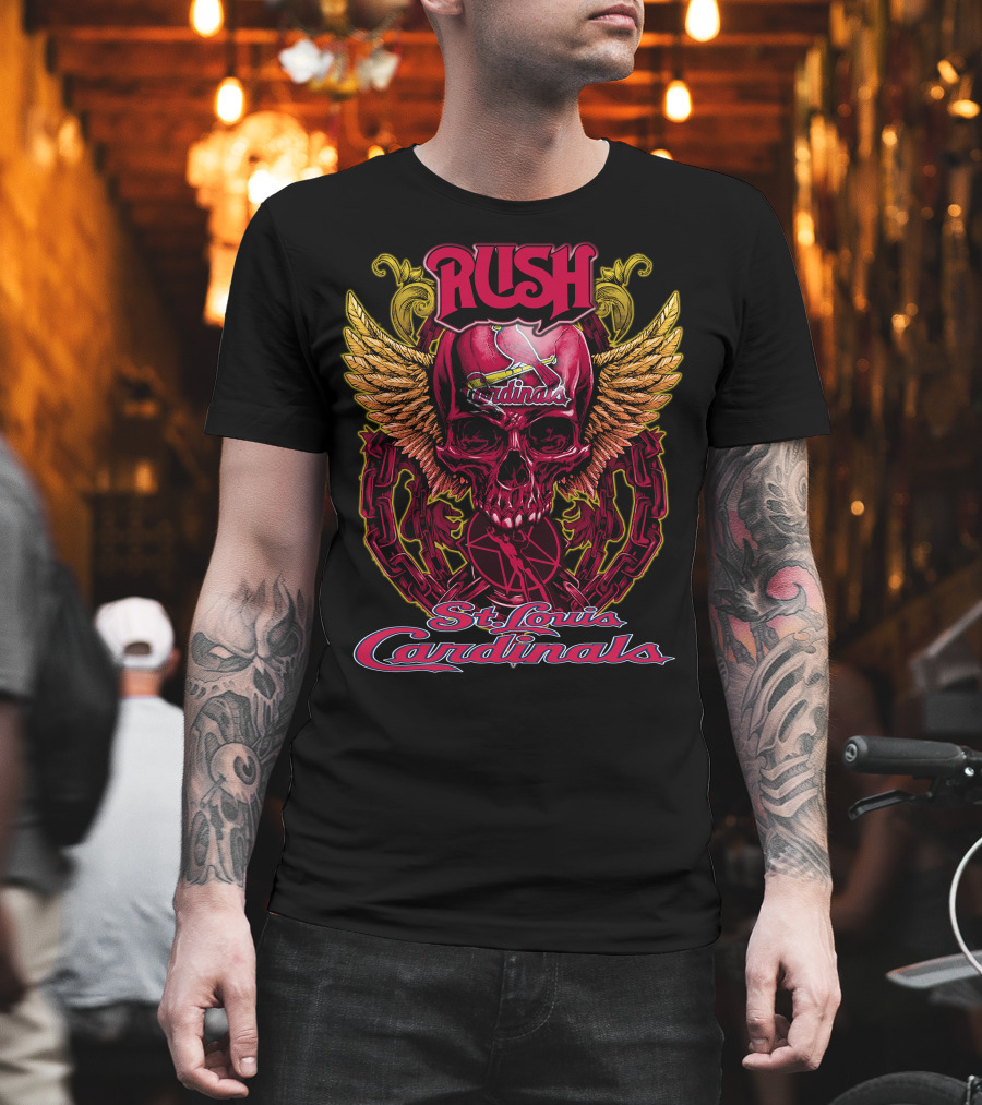 Rush St. Louis Cardinals Skull Wings Chain T-Shirt