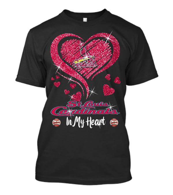 St. Louis Cardinals In My Heart Glitter Heart T-Shirt