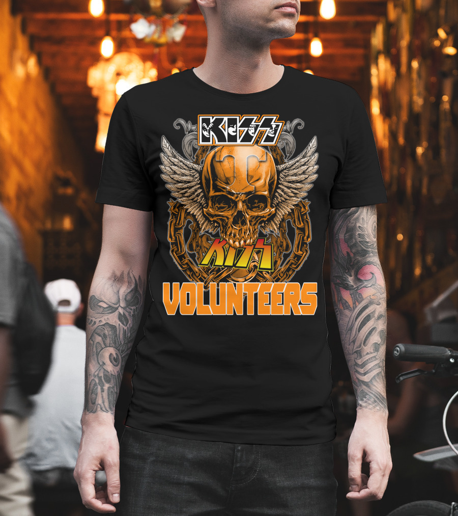Kiss Tennessee Volunteers Skull Wings Chain T-Shirt