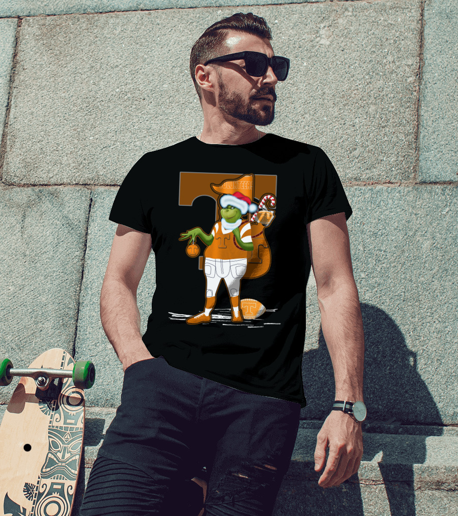 Grinchxmas Tennessee Volunteers Holiday Football Spirit T-Shirt