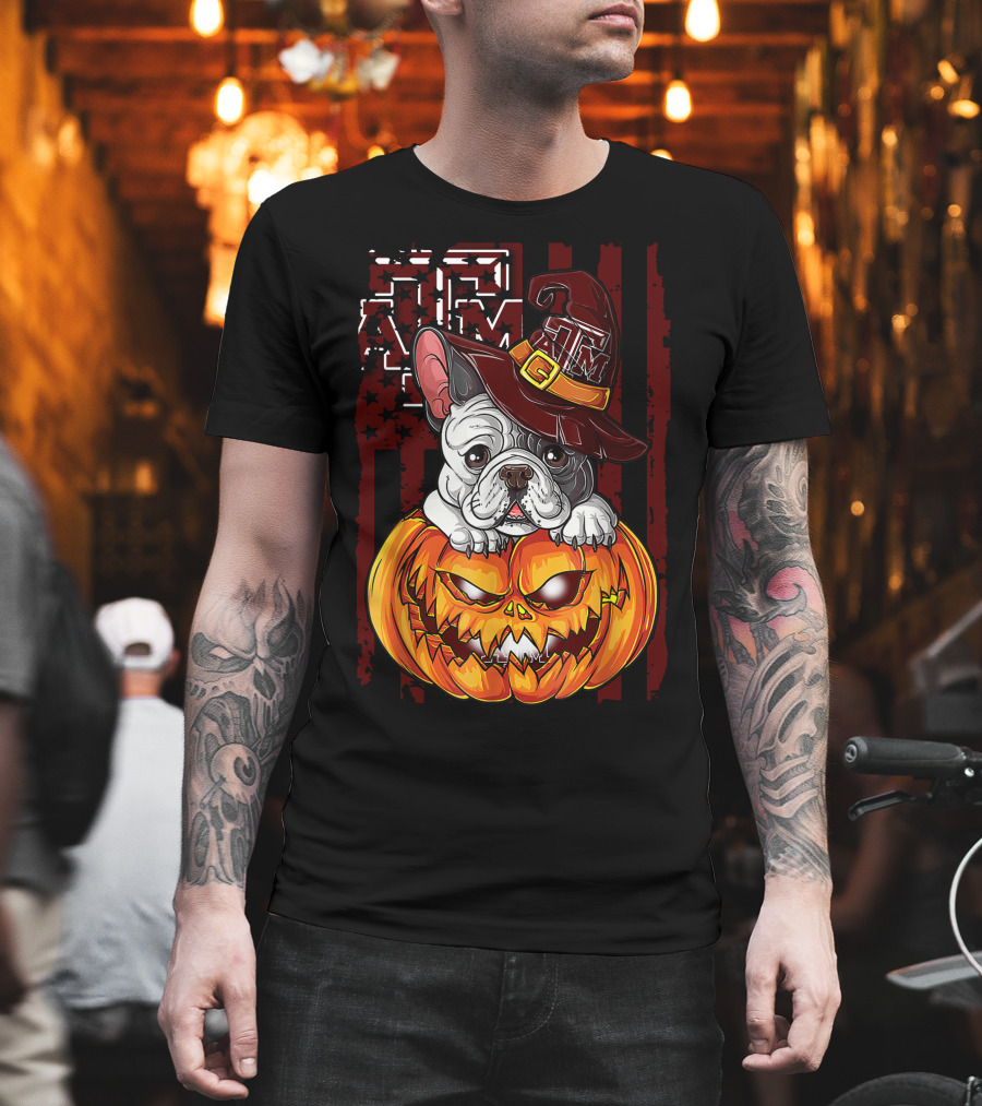 Hlw Bulldog Texas A&M Aggies Halloween Pumpkin Hat T-Shirt