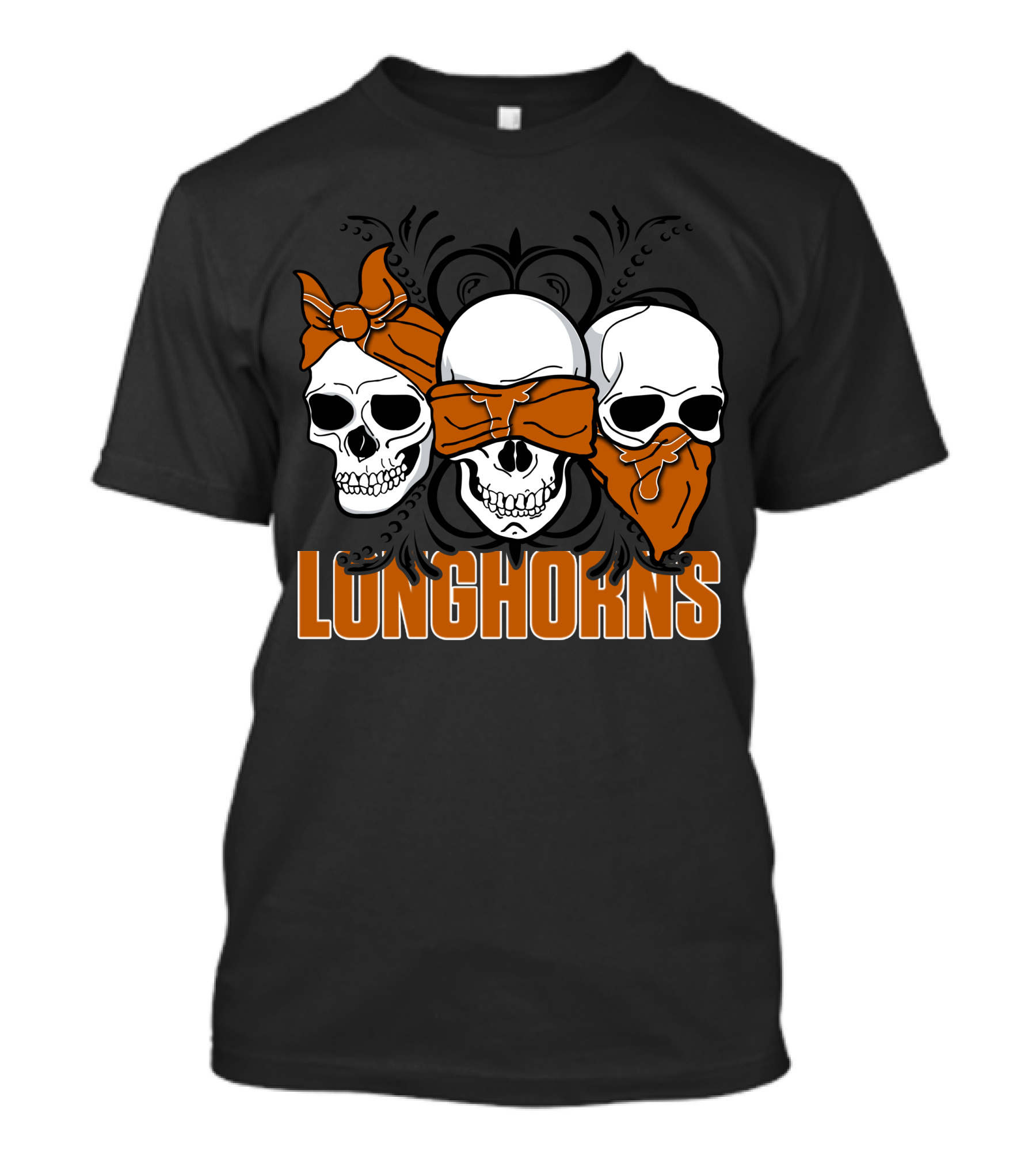 3 Skull Longhorns Bandana Trio T-Shirt