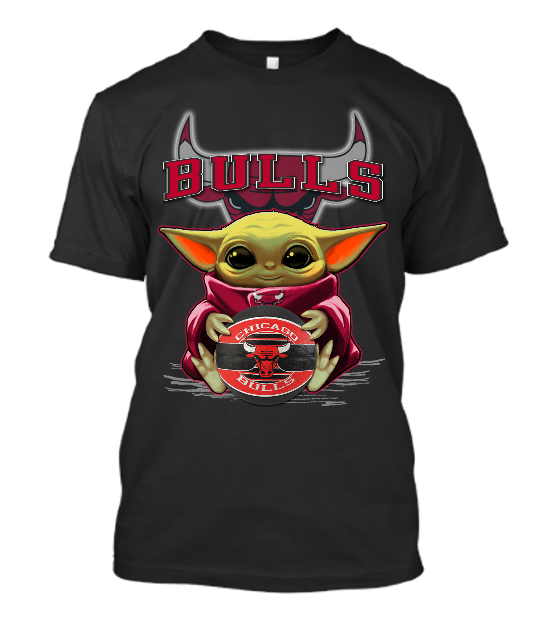 Yoda Chicago Bulls Baby Holding Basketball With Bulls T-Shirt