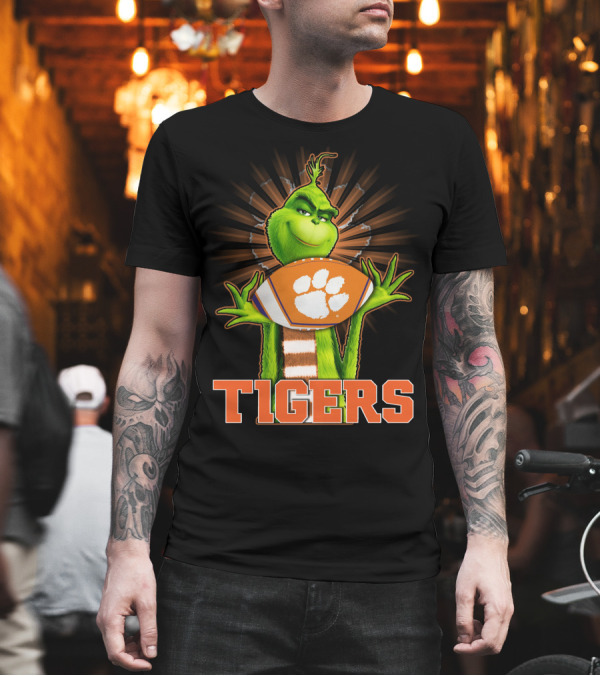 Grinch Holding Clemson Tigers Football T-Shirt Grinch Holding Clemson Tigers Football T-Shirt