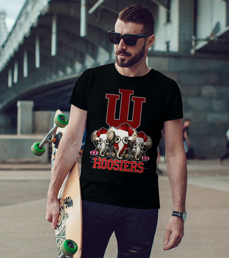 Indiana Hoosiers Santa Elephants Christmas T-Shirt