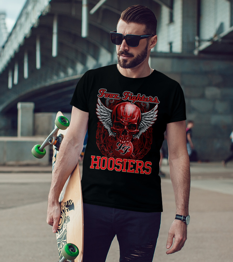 Foo Fighters Indiana Hoosiers Skull Wings IU T-Shirt