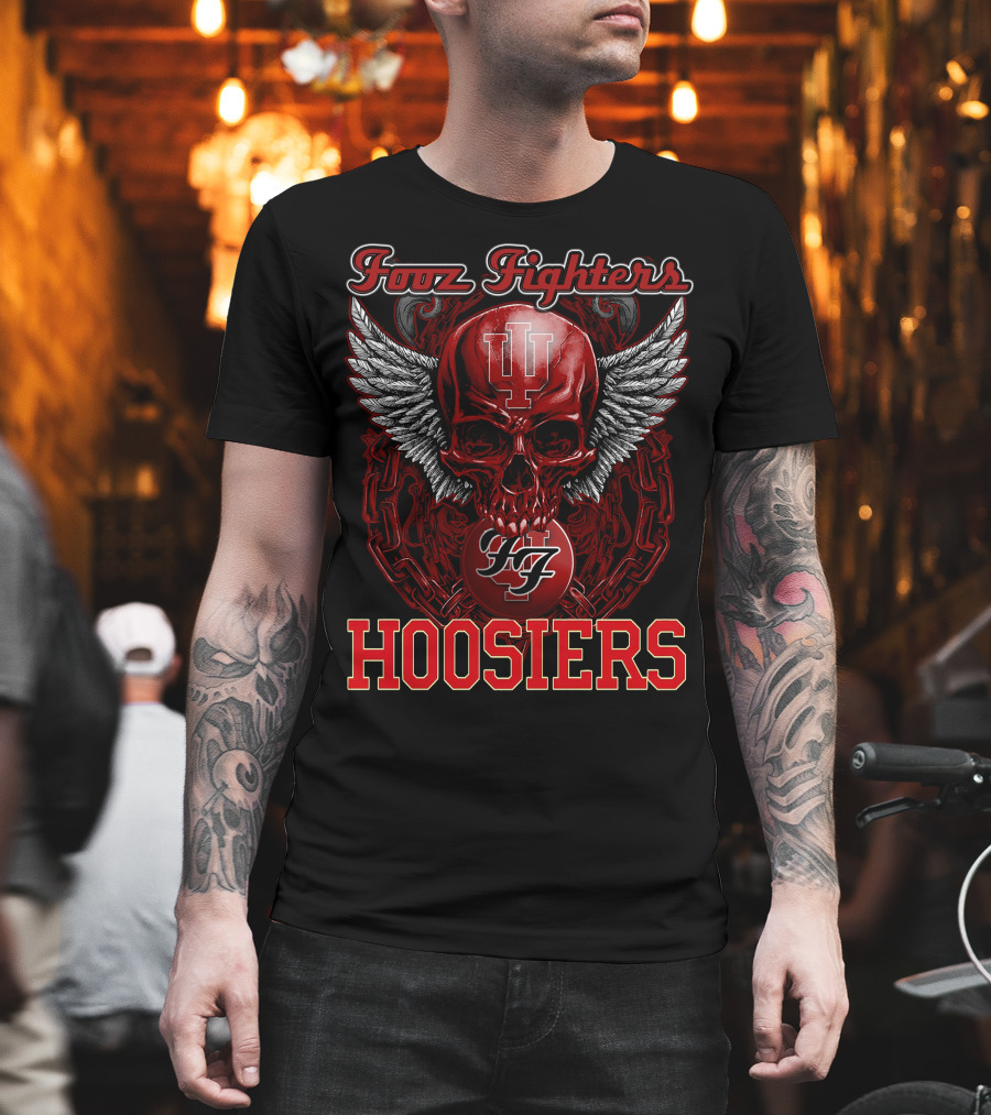 Foo Fighters Indiana Hoosiers Skull Wings IU T-Shirt