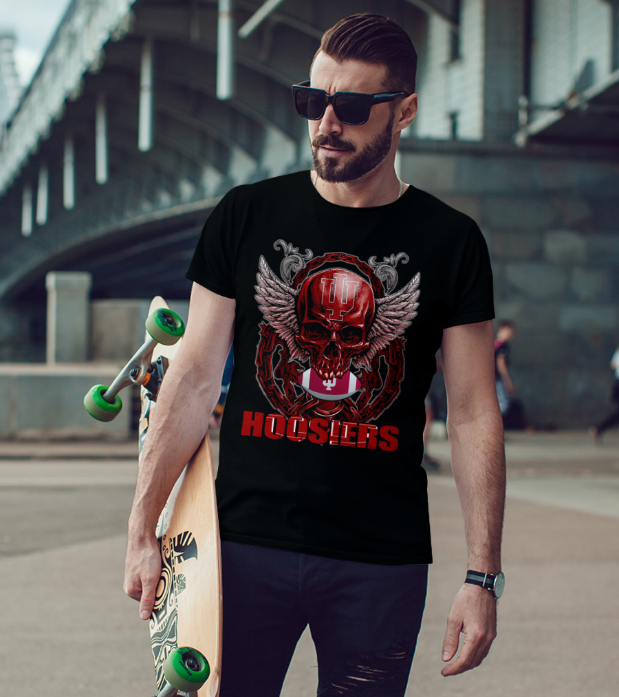 Indiana Hoosiers Winged Skull Emblem T-Shirt