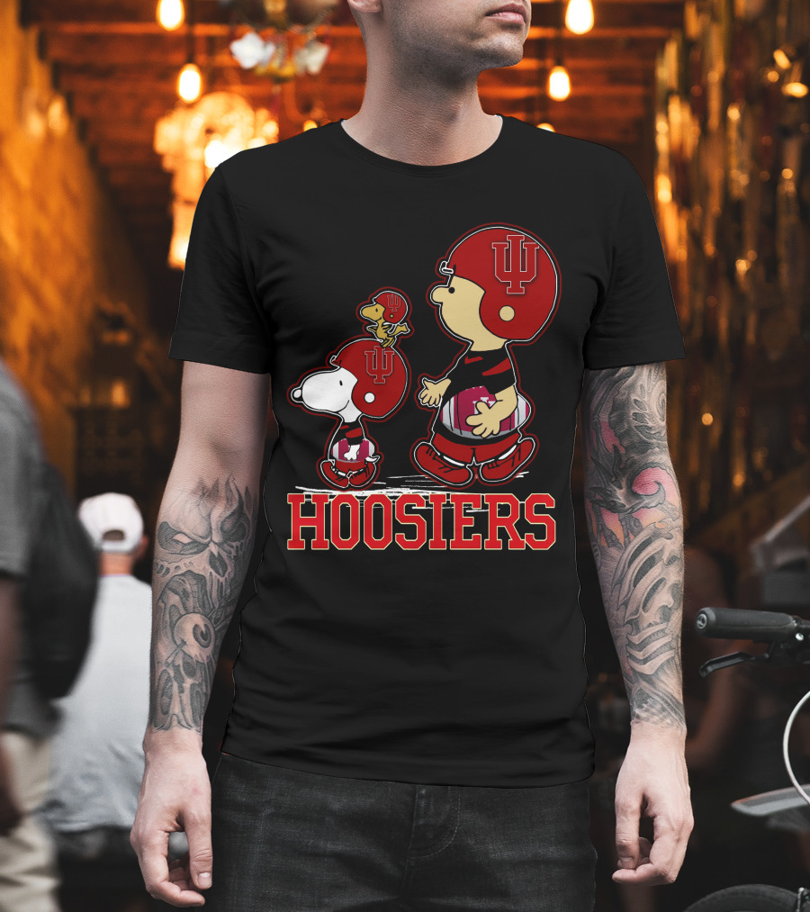 Snpfootball Indiana Hoosiers Peanuts Characters Iu Helmet T-Shirt