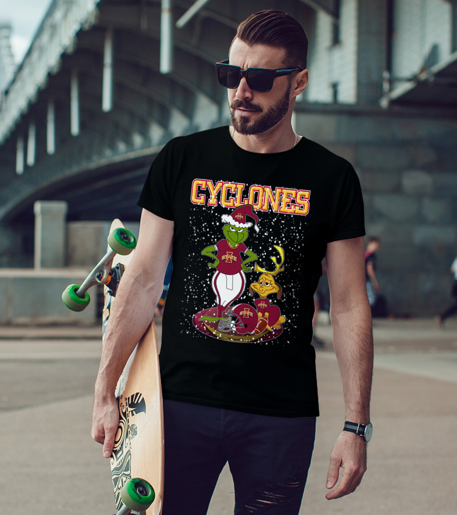 Grinchxmas Iowa State Cyclones Holiday Football T-Shirt
