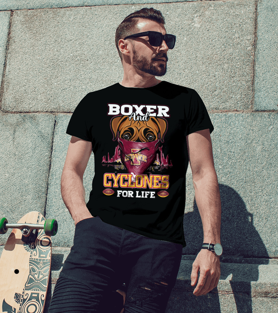 Boxer And Cyclones For Life Iowa State T-Shirt