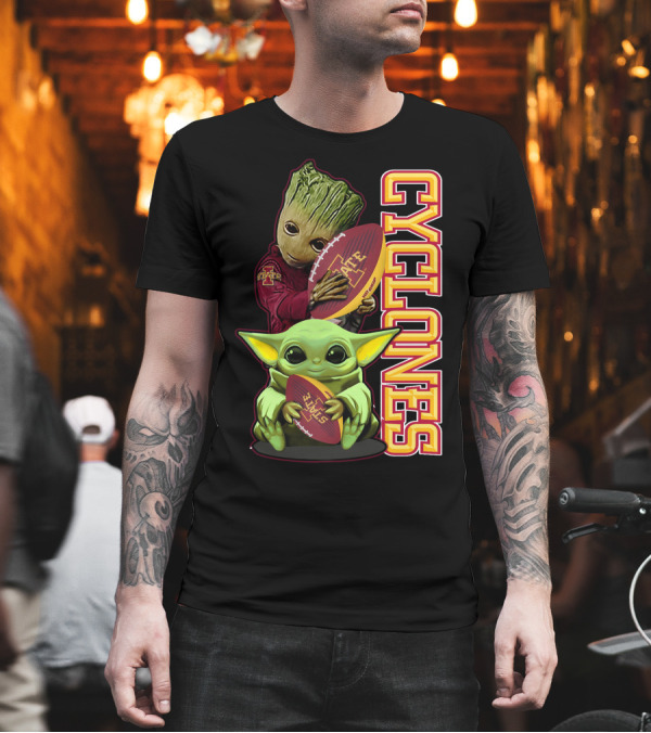 Cyclones Grzd Iowa State Football Groot Yoda Combo T-Shirt Cyclones Grzd Iowa State Football Groot Yoda Combo T-Shirt
