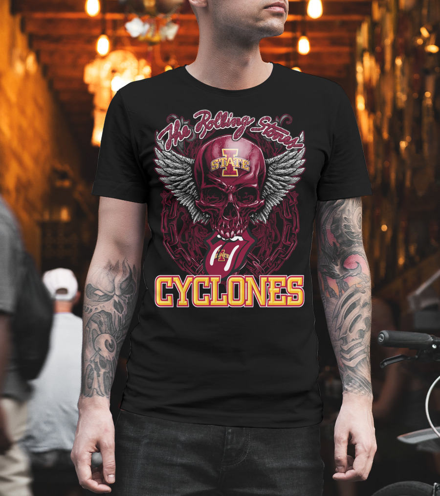 The Rolling Stones Iowa State Cyclones Skull Winged Tongue T-Shirt