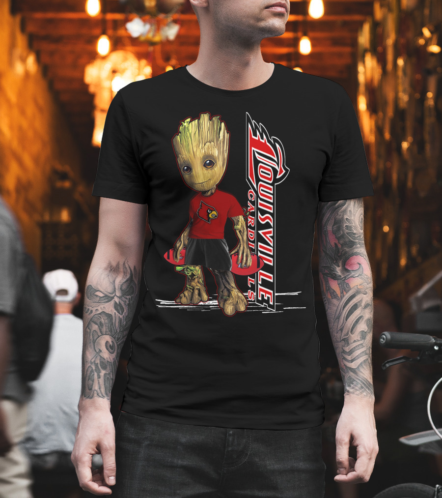 Groot Louisville Cardinals Fan Character with Team T-Shirt