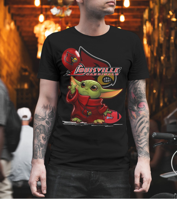 Louisville Cardinals Yoda Balloon Football T-Shirt Louisville Cardinals Yoda Balloon Football T-Shirt