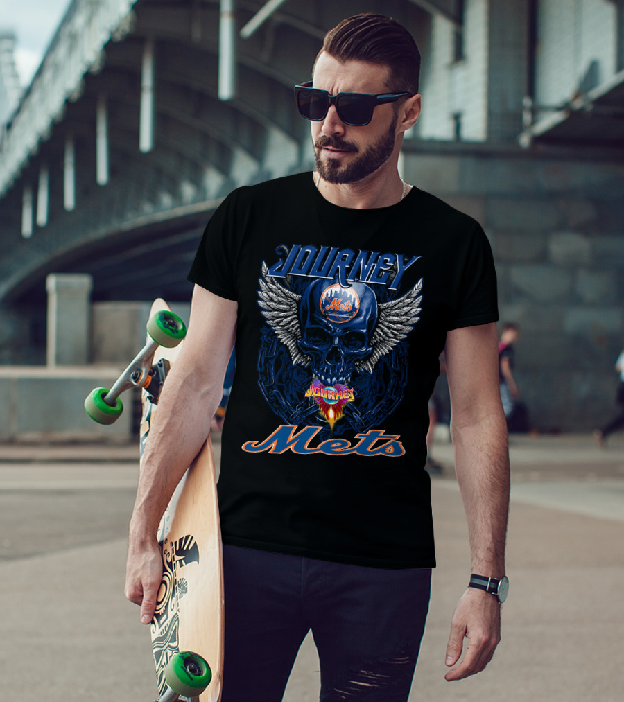 Journey Mets Skull Wings Flame T-Shirt