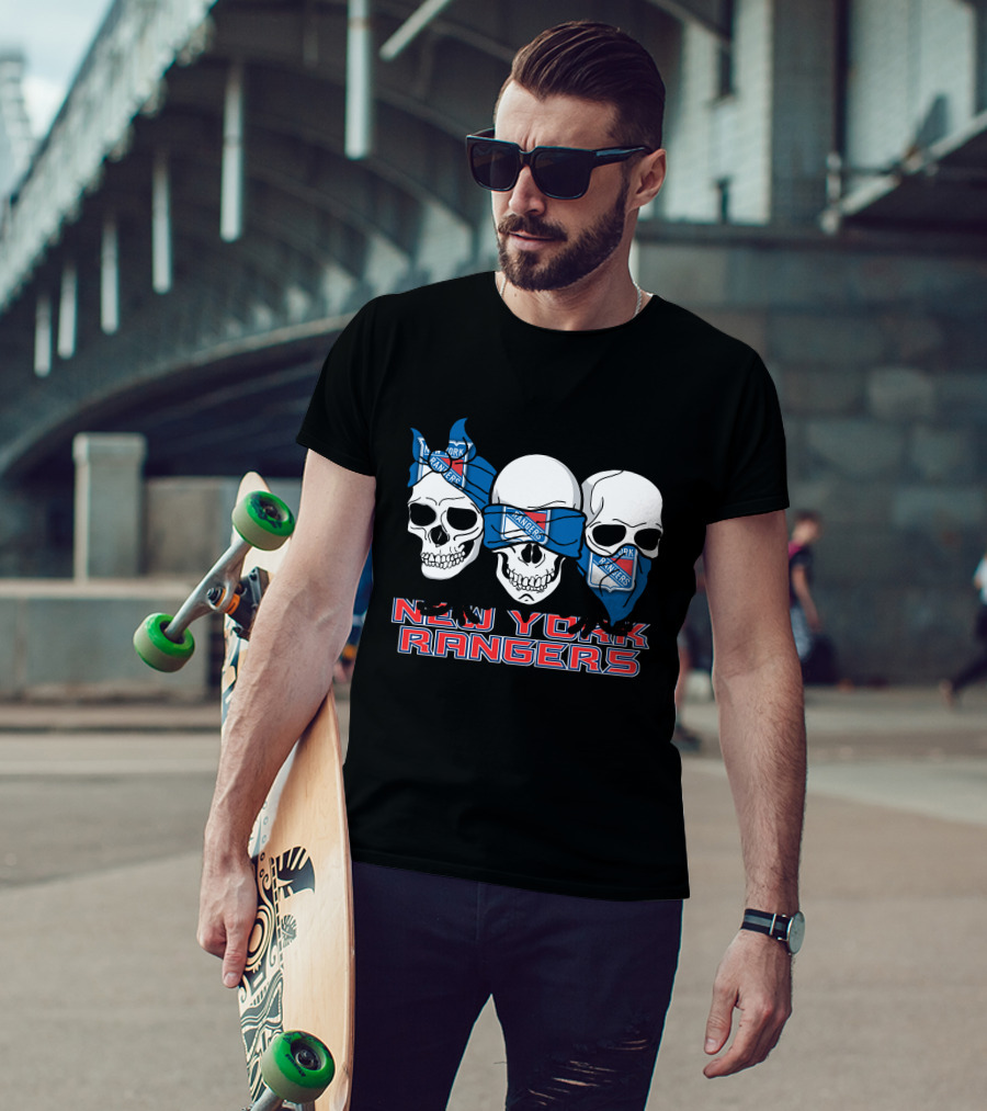 New York Rangers Skulls Fan T-Shirt