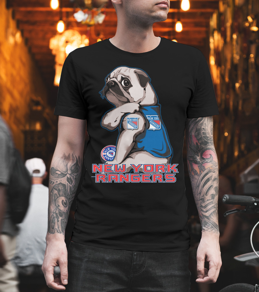 Pug Wearing New York Rangers Jersey T-Shirt
