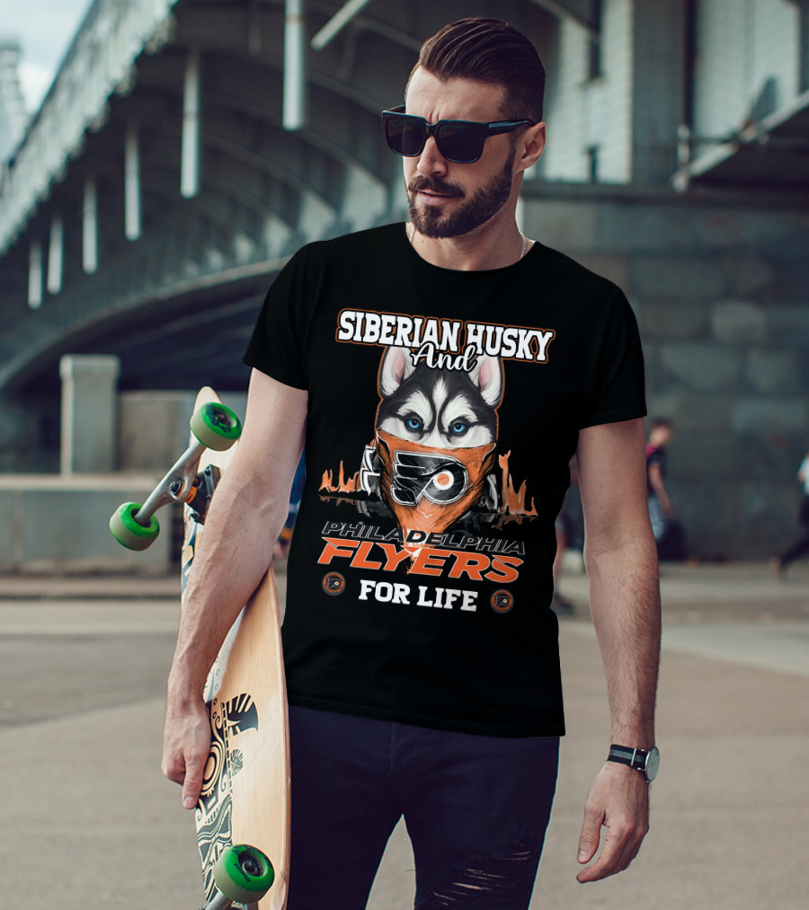 Siberian Husky And Philadelphia Flyers For Life T-Shirt
