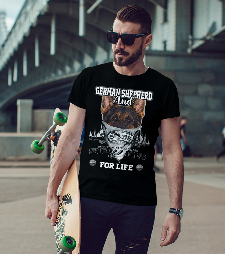 Giant German Shepherd And San Antonio Spurs For Life T-Shirt