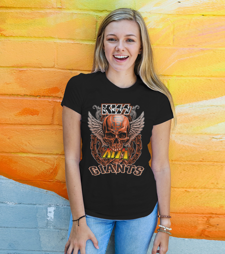 KISS San Francisco Giants Skull Wings Chain T-Shirt