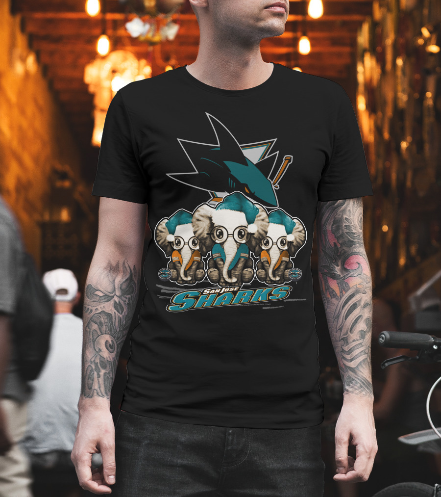 San Jose Sharks Elephants Xmas Trio T-Shirt
