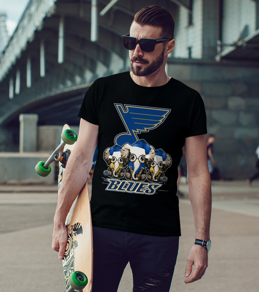 Elephan Xmas St. Louis Blues Hockey Elephants T-Shirt
