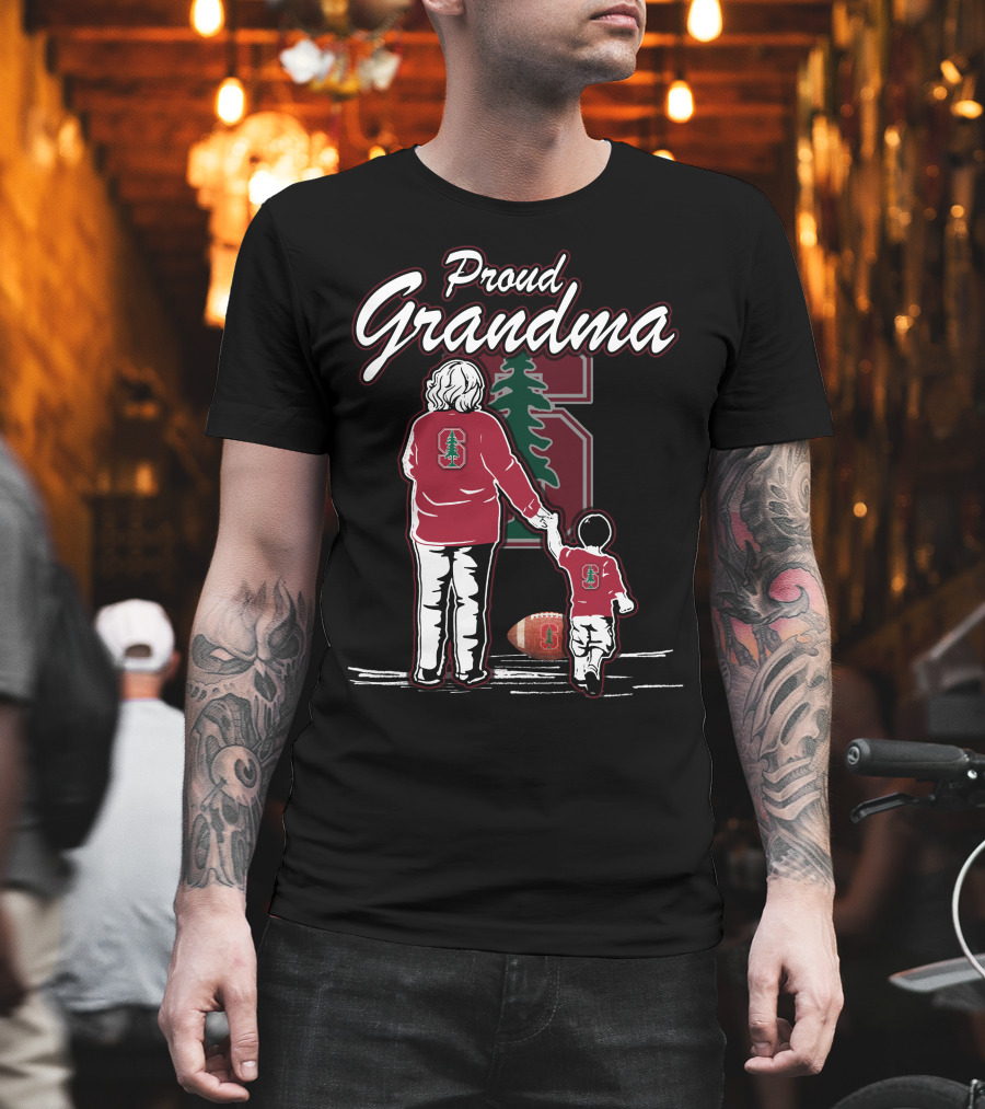 Proud Grandma Stanford Cardinal Football Fan with Logo and Tree T-Shirt