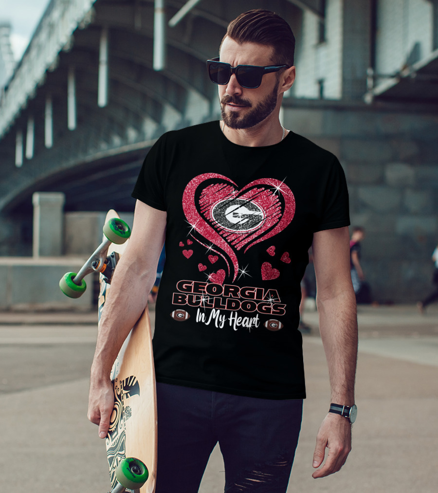 Georgia Bulldogs Glitter Heart In My Heart T-Shirt