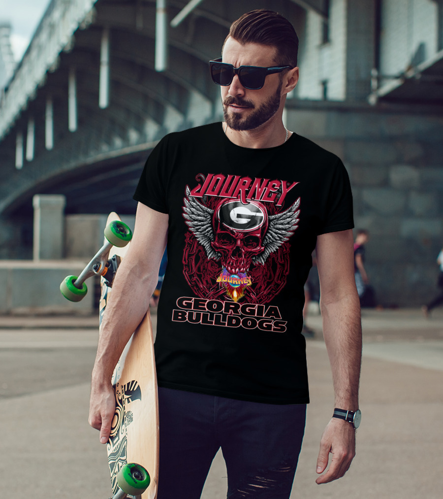 Journey Georgia Bulldogs Skull Wings T-Shirt