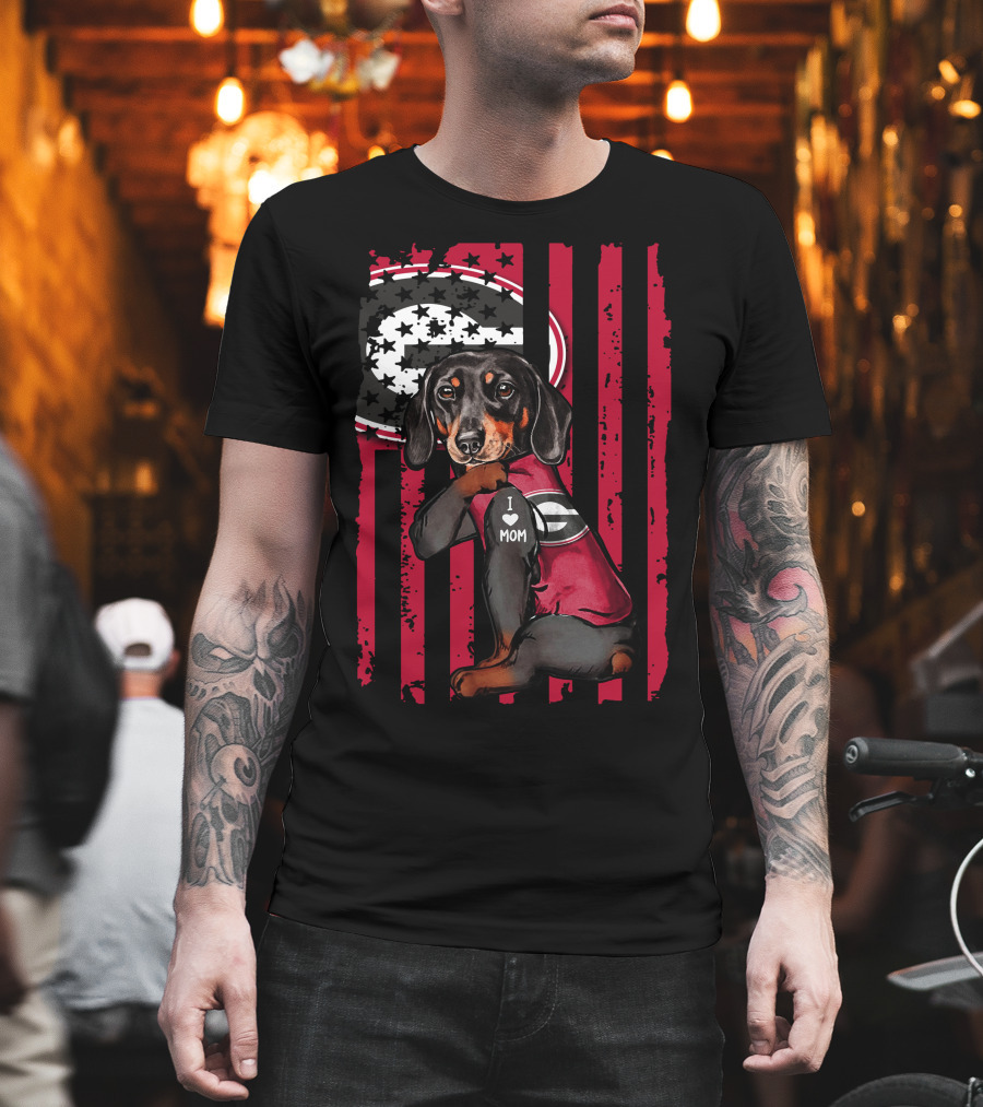 Dachshund Georgia Bulldogs I Love Mom T-Shirt