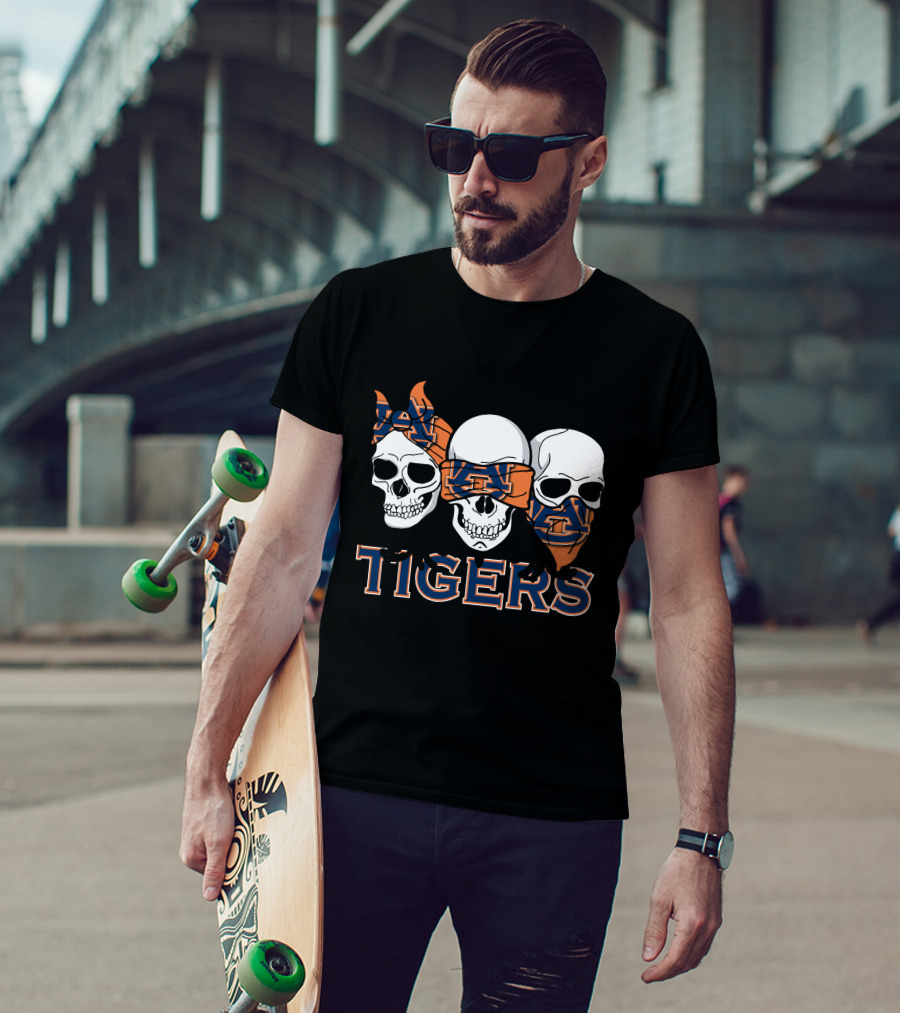 3 Skull Auburn Tigers Bandana Trio T-Shirt